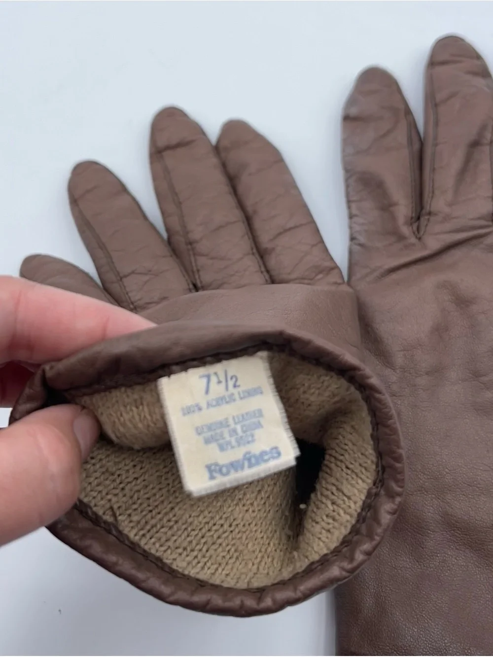 Vintage Fownes leather Driving gloves Lined women Brown Soft size 7.5